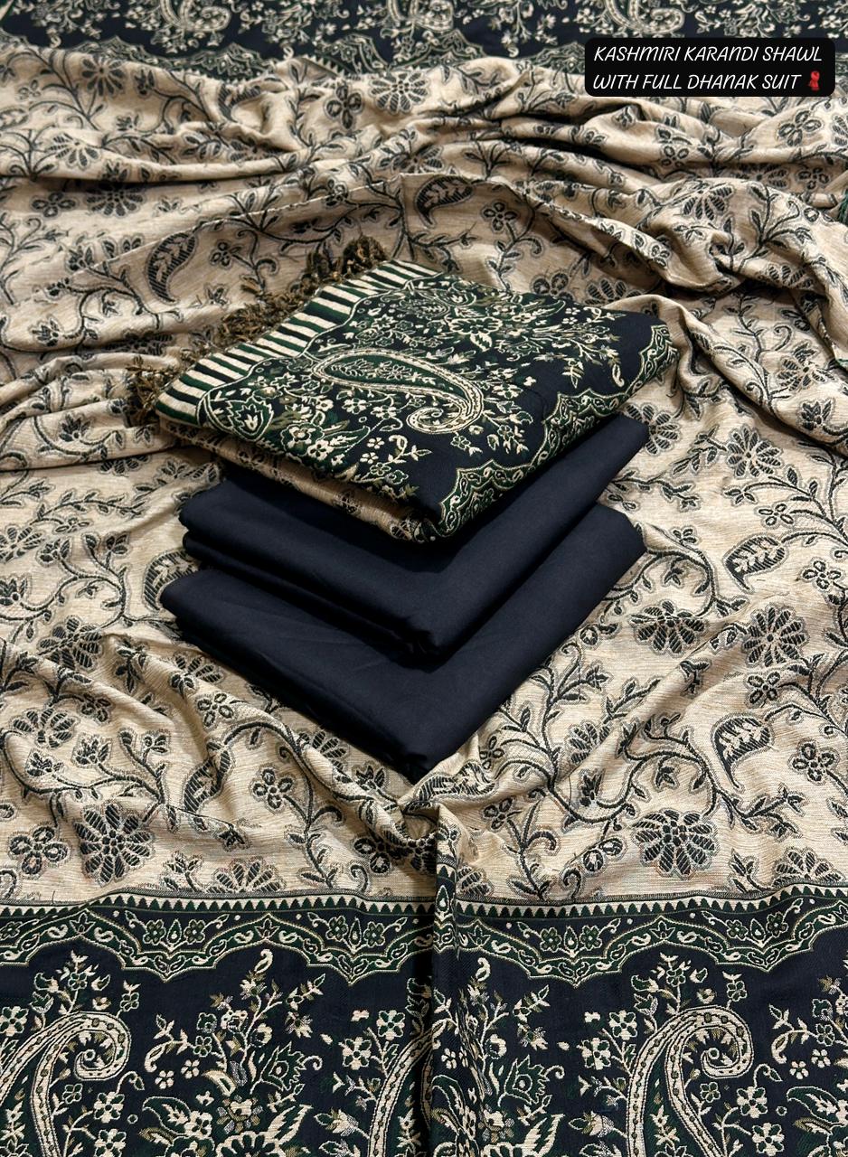 DHANAK 3PC with KARANDI KASHMIRI SHAWL (D-3)