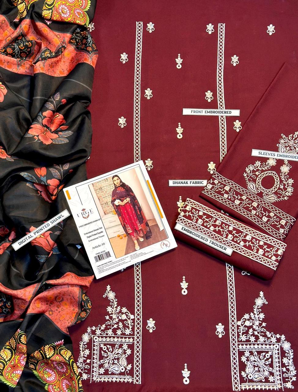 Embroidered Dhanak D-12