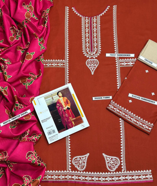Embroidered Dhanak D-24