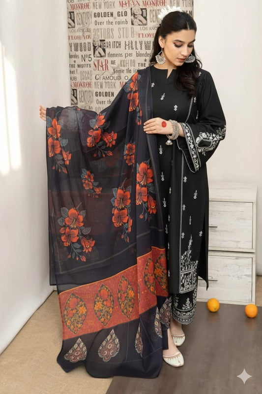 Embroidery Lawn 3 Pcs D-66