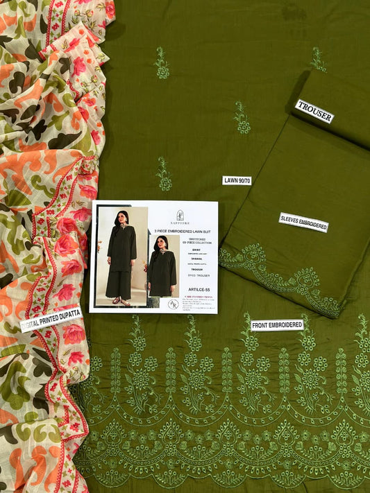 ChickenKari Print Dupatta 3Pcs Lawn D-6