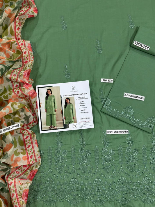 ChickenKari Print Dupatta 3Pcs Lawn D-3