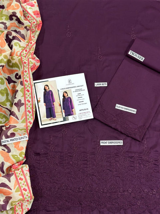 ChickenKari Print Dupatta 3Pcs Lawn D-4