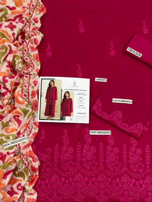 ChickenKari Print Dupatta 3Pcs Lawn D-1