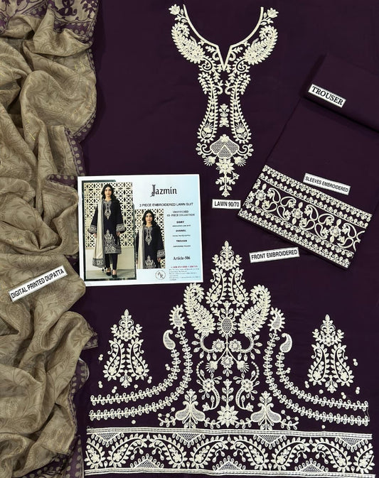 Embroidery Lawn 3 Pcs D-80