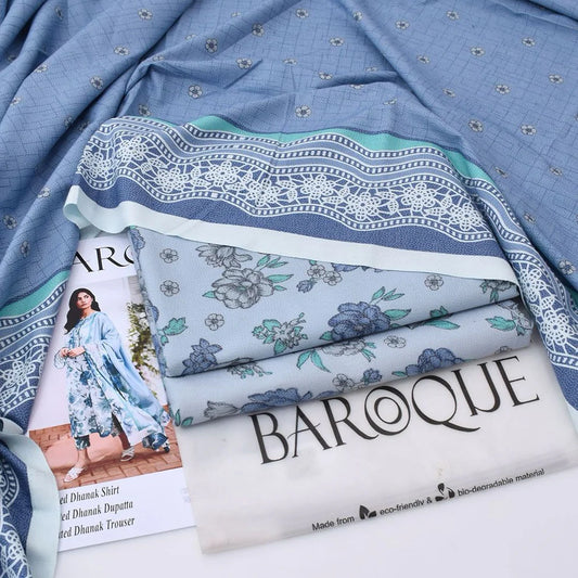 Baroque Digital Printed Dhanak 3-Piece Un-Stiched