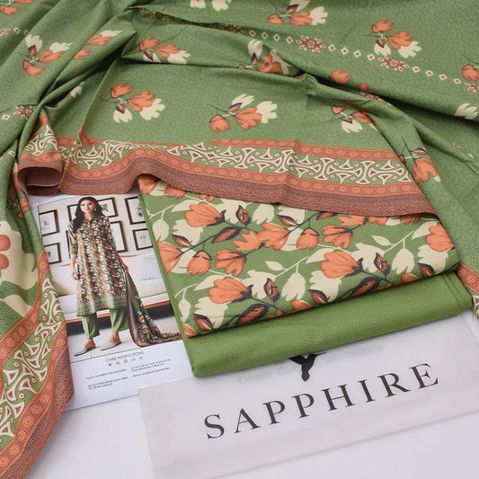 Sapphire Digital Printed Dhanak 3-Piece Un-Stiched