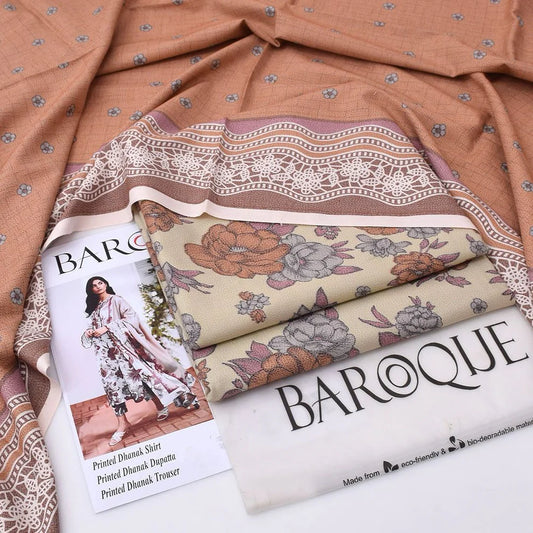 Baroque Digital Printed Dhanak 3-Piece Un-Stiched