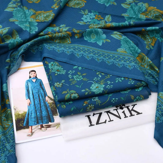 Iznik Digital Printed Dhanak 3-Piece Un-Stiched