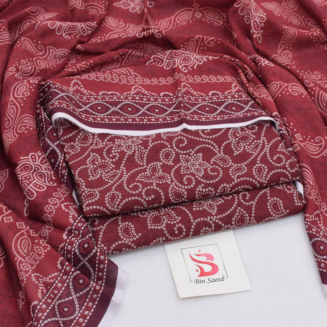 Bin Saeed Lawn 3-Piece - Printed Trouser