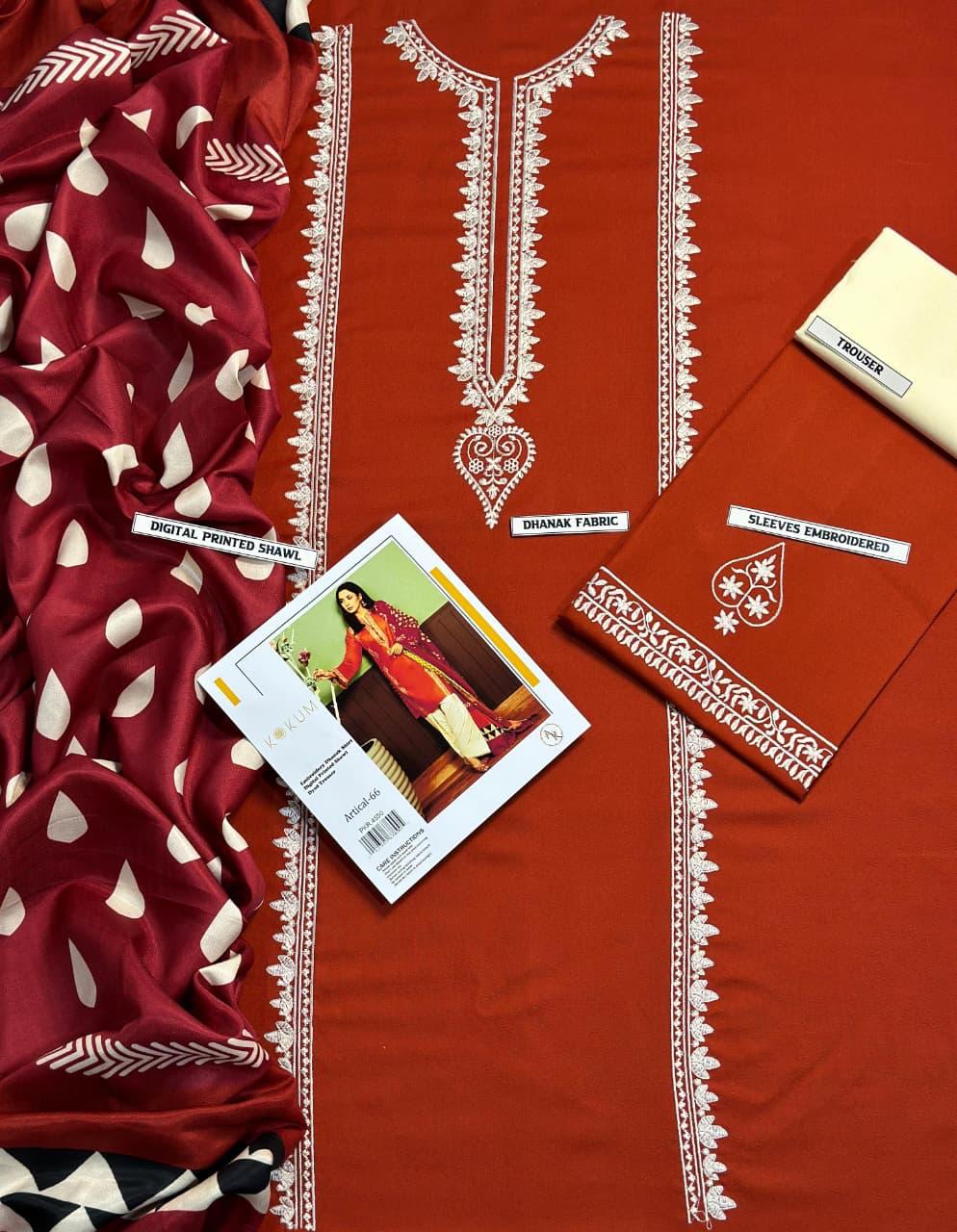 Embroidered Dhanak. D-3