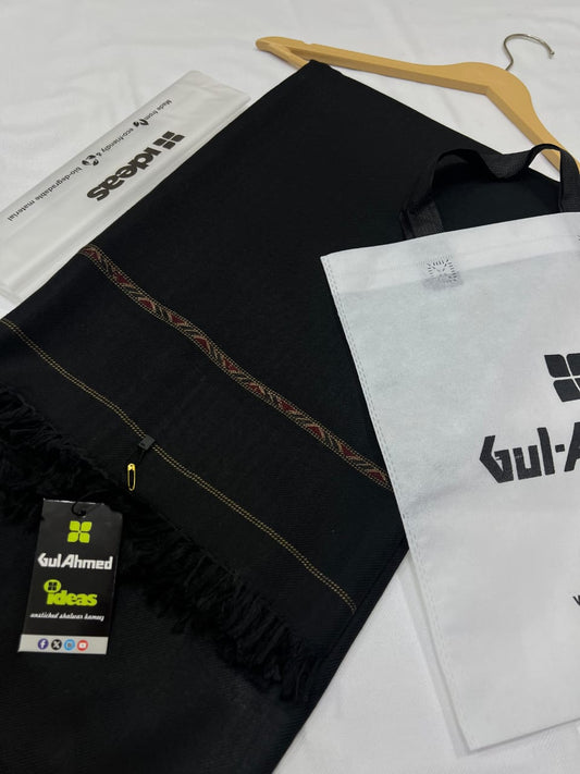 Premium Gul Ahmed Gents Shawl (Black)