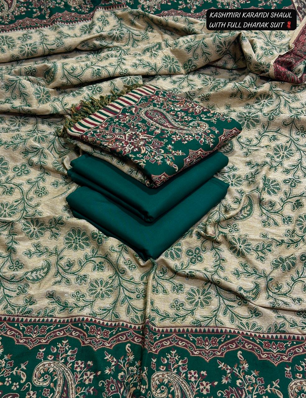 DHANAK 3PC with KARANDI KASHMIRI SHAWL (D-2)