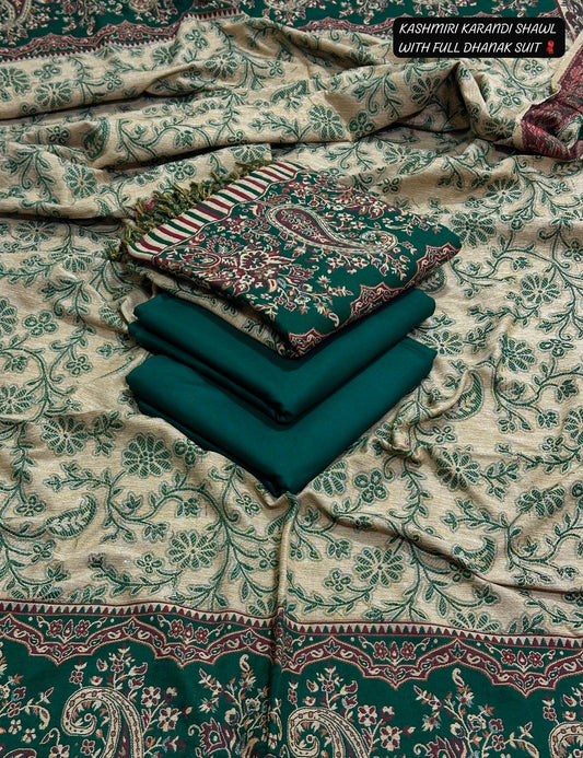 DHANAK 3PC with KARANDI KASHMIRI SHAWL (D-2)
