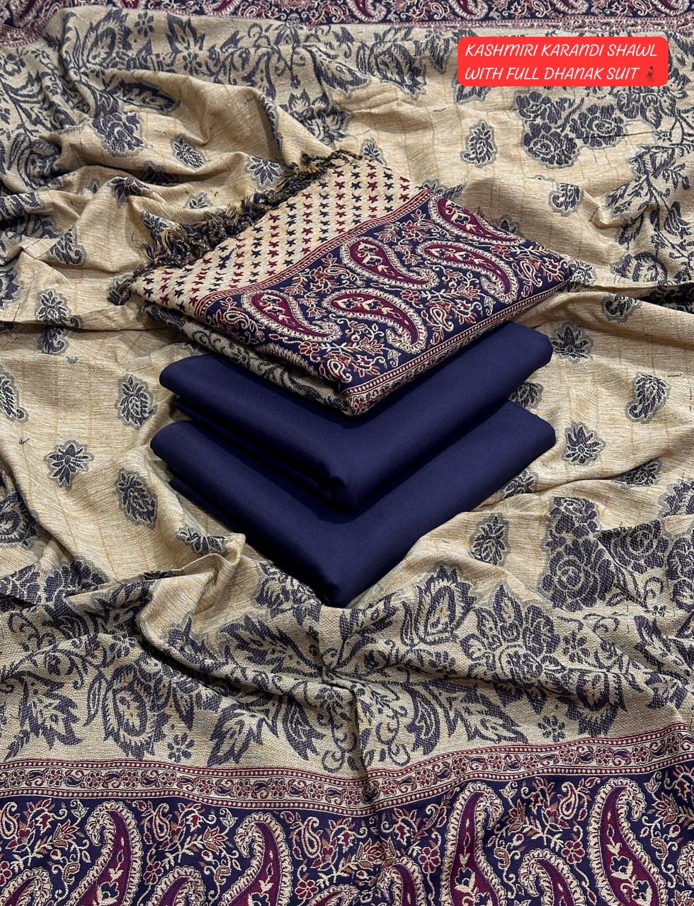 DHANAK 3PC with KARANDI KASHMIRI SHAWL (D-4)