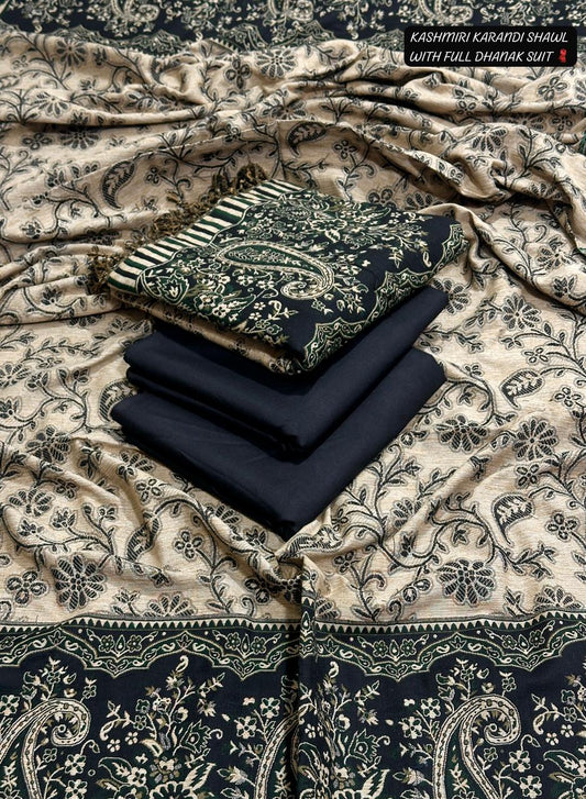 DHANAK 3PC with KARANDI KASHMIRI SHAWL (D-3)