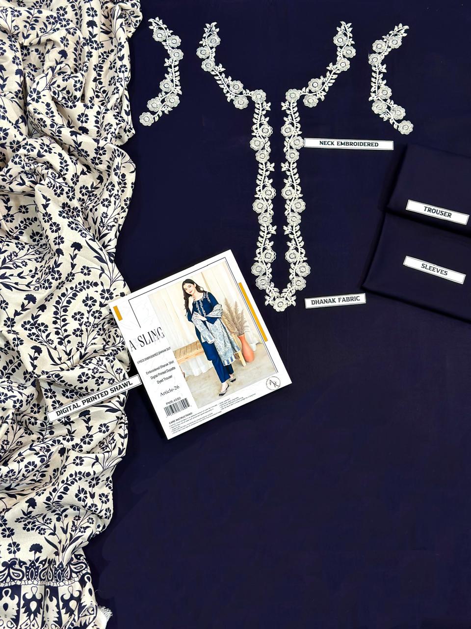 Embroidered Dhanak D-13