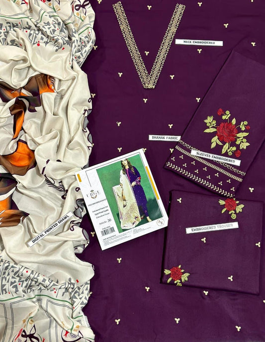 Embroidered Dhanak D-16