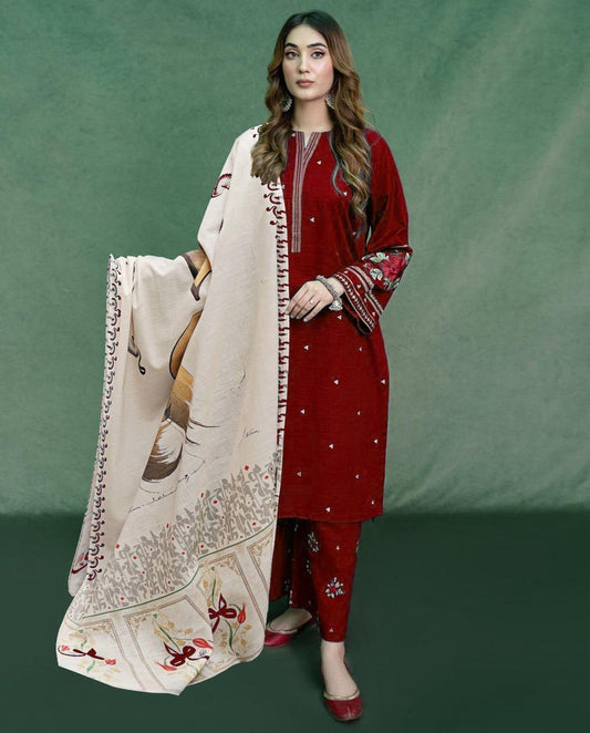 Embroidered Dhanak D-23