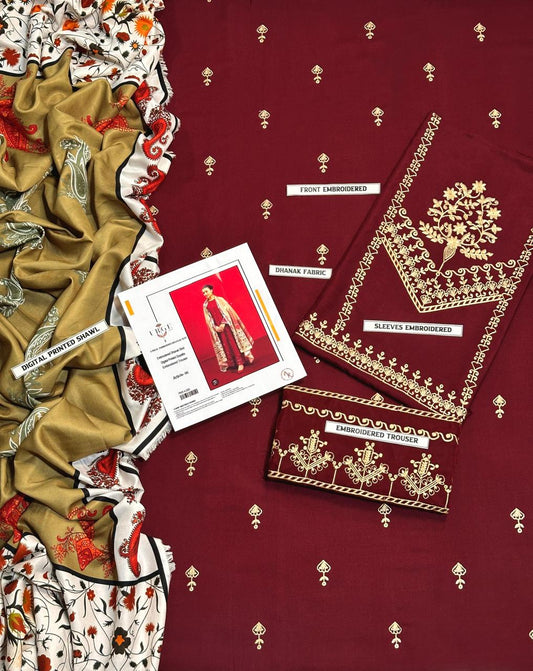 Embroidered Dhanak D-22