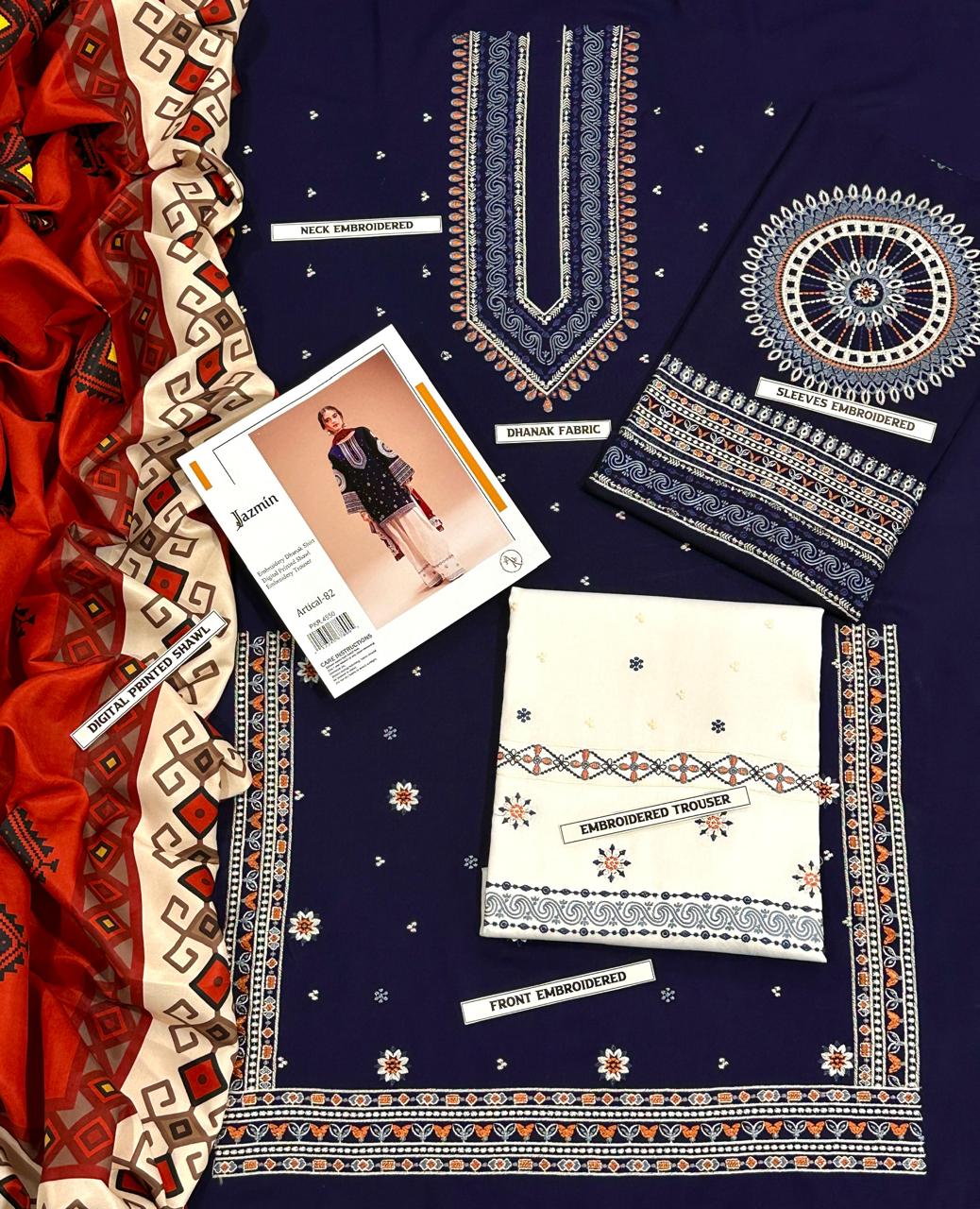 Embroidered Dhanak D-48