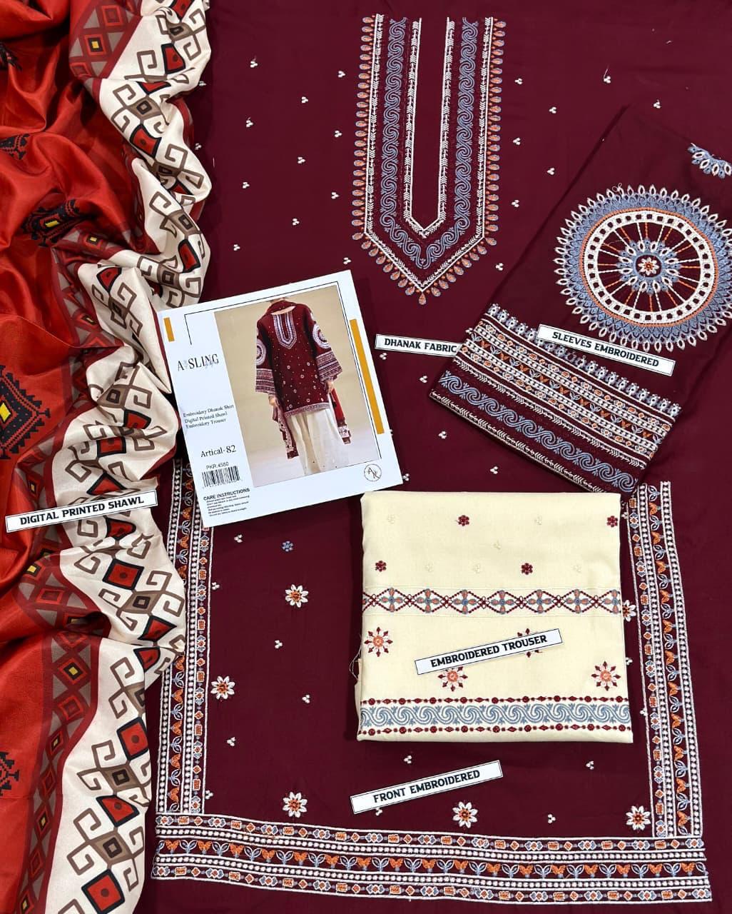 Embroidered Dhanak D-49