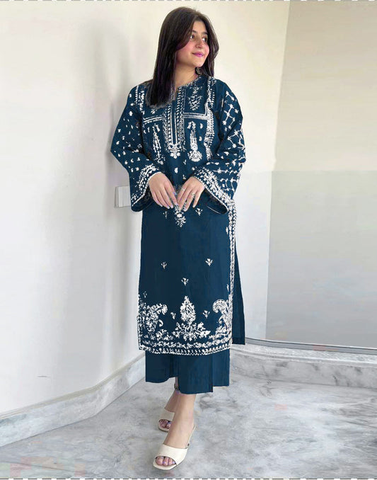 Embroidered Dhanak 2 Piece D-5