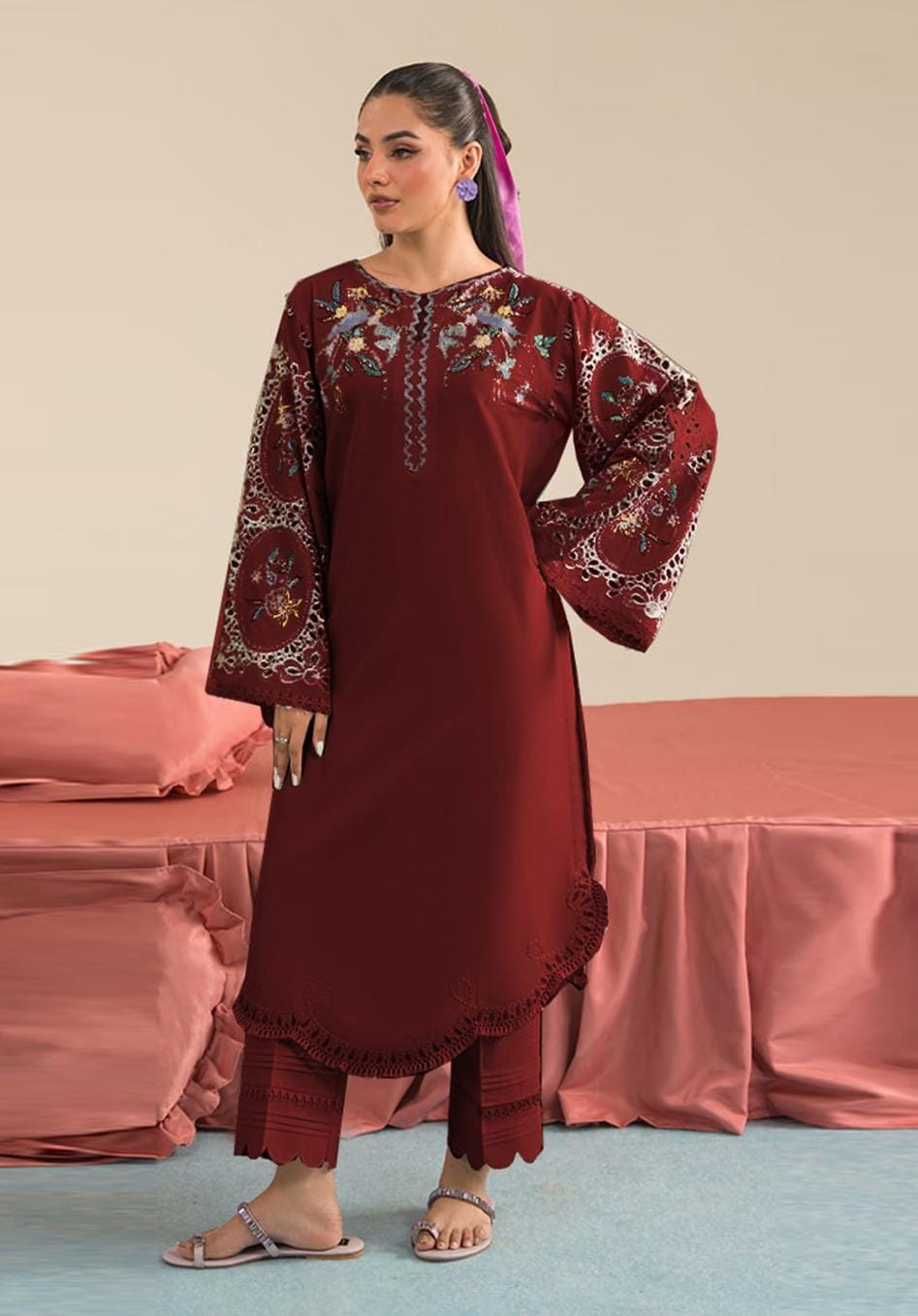 Embroidered Dhanak 2 Piece D-7