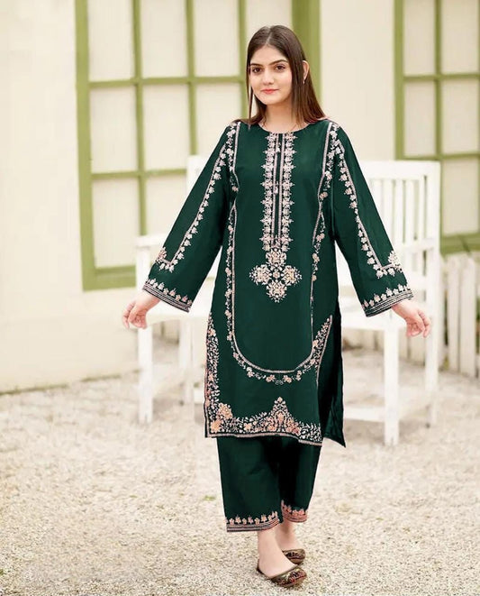 Embroidered Dhanak 2 Piece D-15