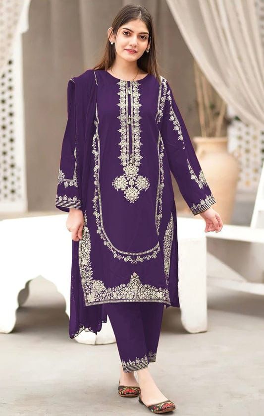 Embroidered Dhanak 2 Piece D-1