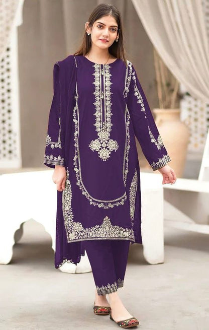 Embroidered Dhanak 2 Piece D-1