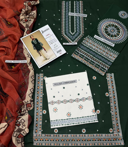 Embroidery Lawn 3 Pcs D-6