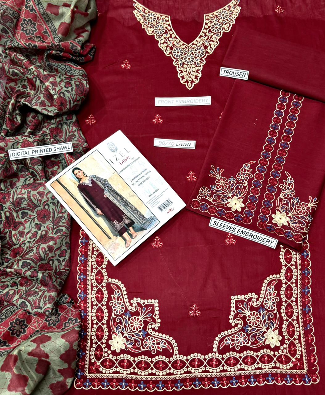 Embroidery Lawn 3 Pcs D-11