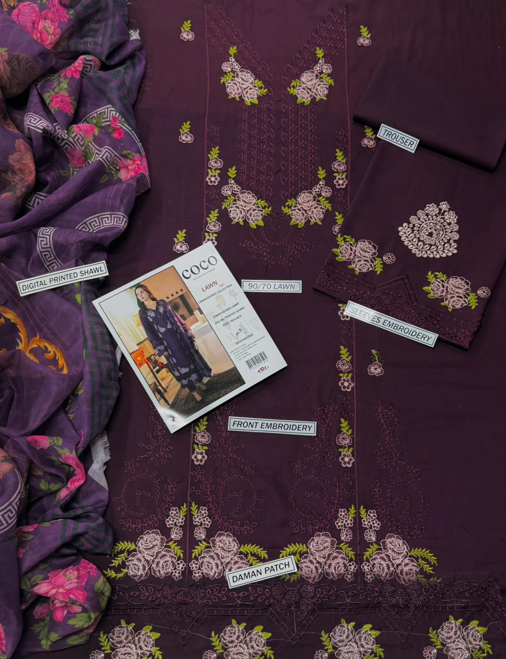 Embroidery Lawn 3 Pcs D-13