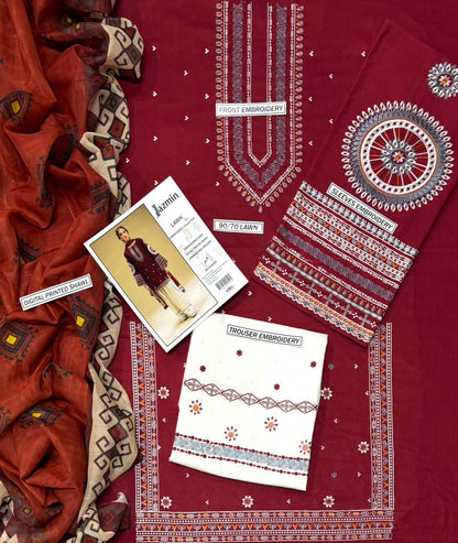 Embroidery Lawn 3 Pcs D-18
