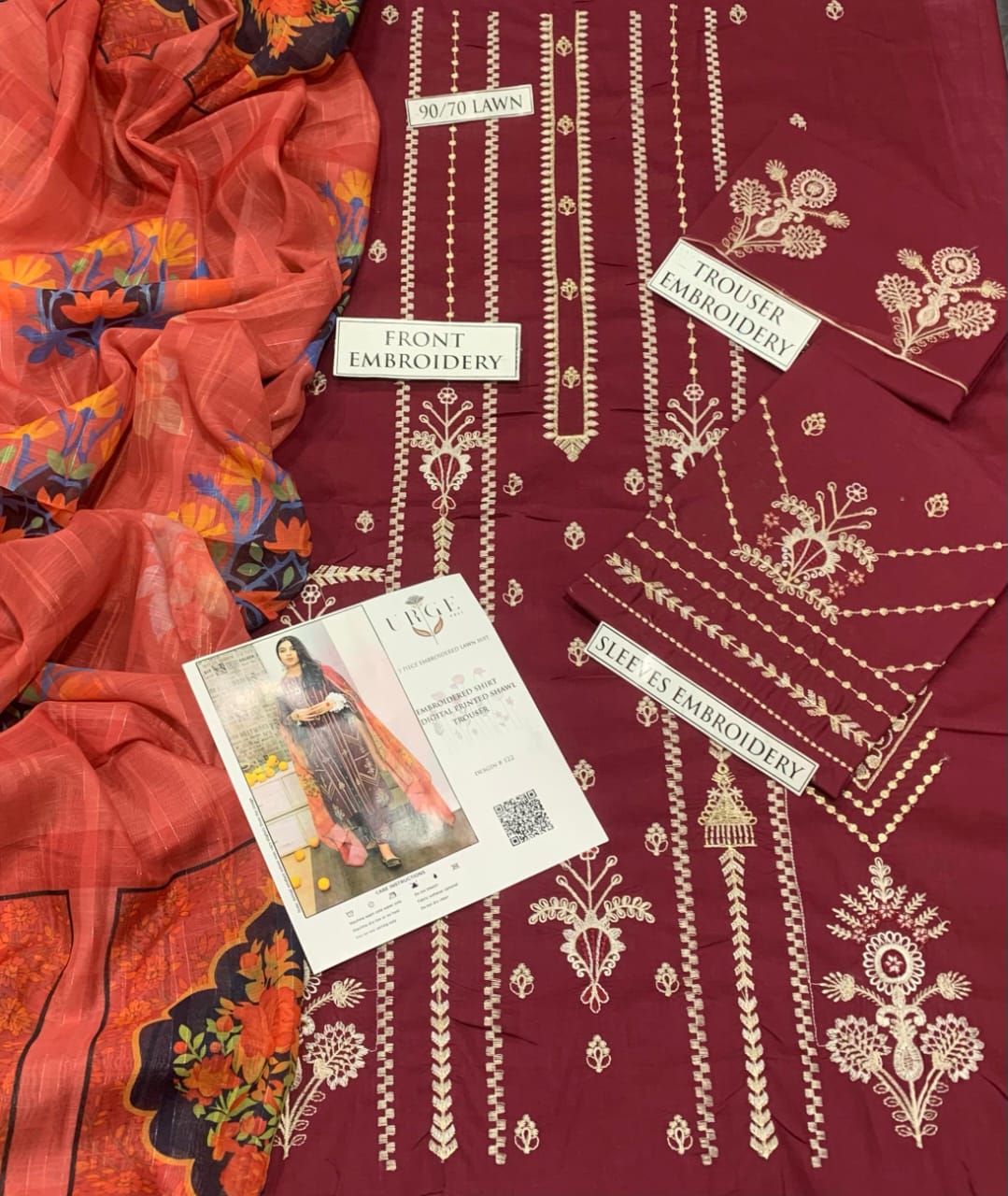 Embroidery Lawn 3 Pcs D-24