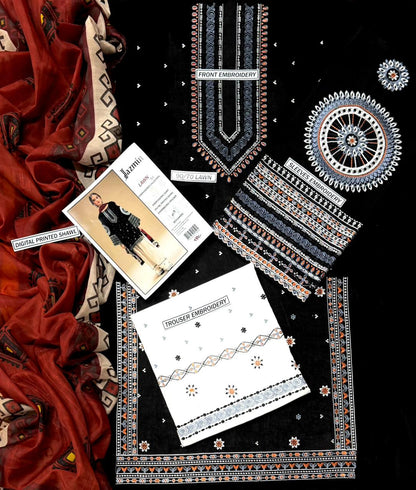 Embroidery Lawn 3 Pcs D-28