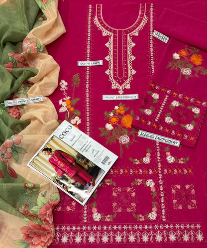 Embroidery Lawn 3 Pcs D-32