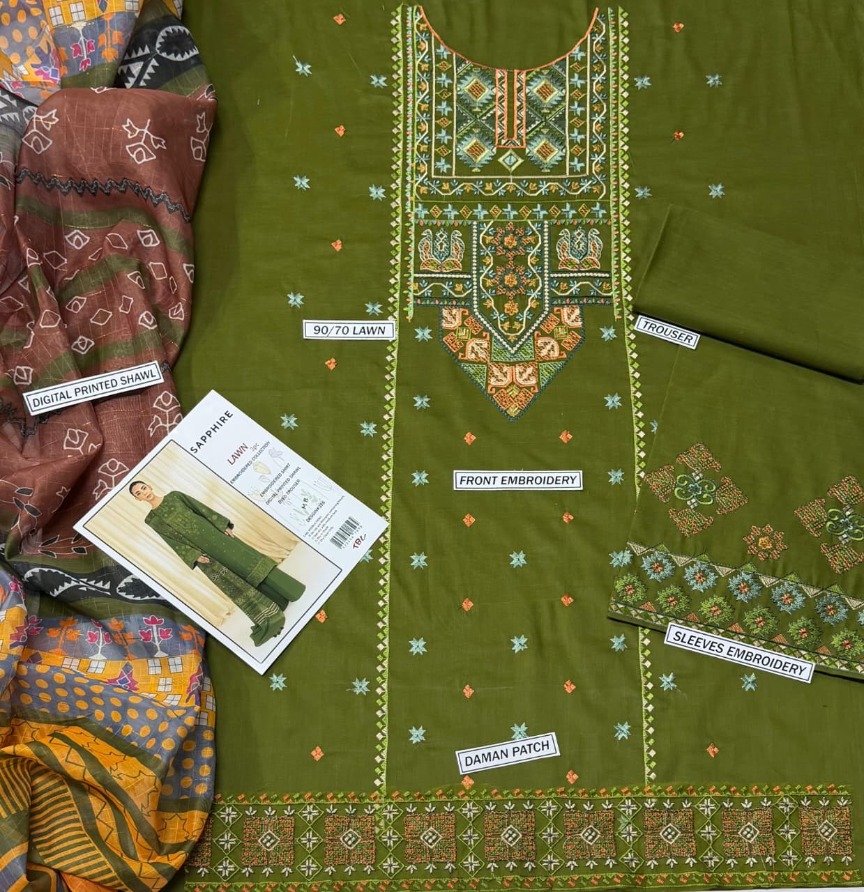Embroidery Lawn 3 Pcs D-38