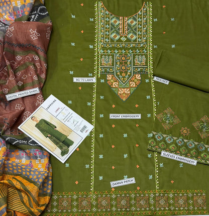Embroidery Lawn 3 Pcs D-38