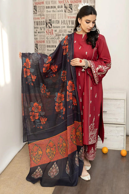 Embroidery Lawn 3 Pcs D-52