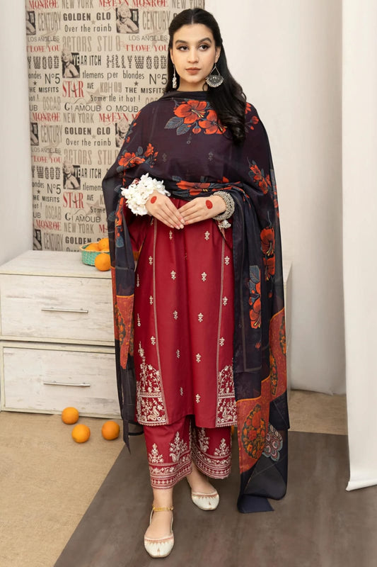 Embroidery Lawn 3 Pcs D-52