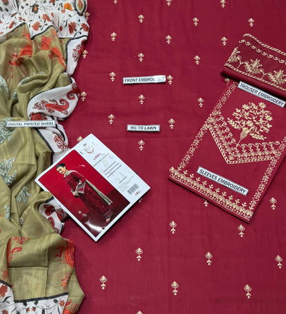 Embroidery Lawn 3 Pcs D-61