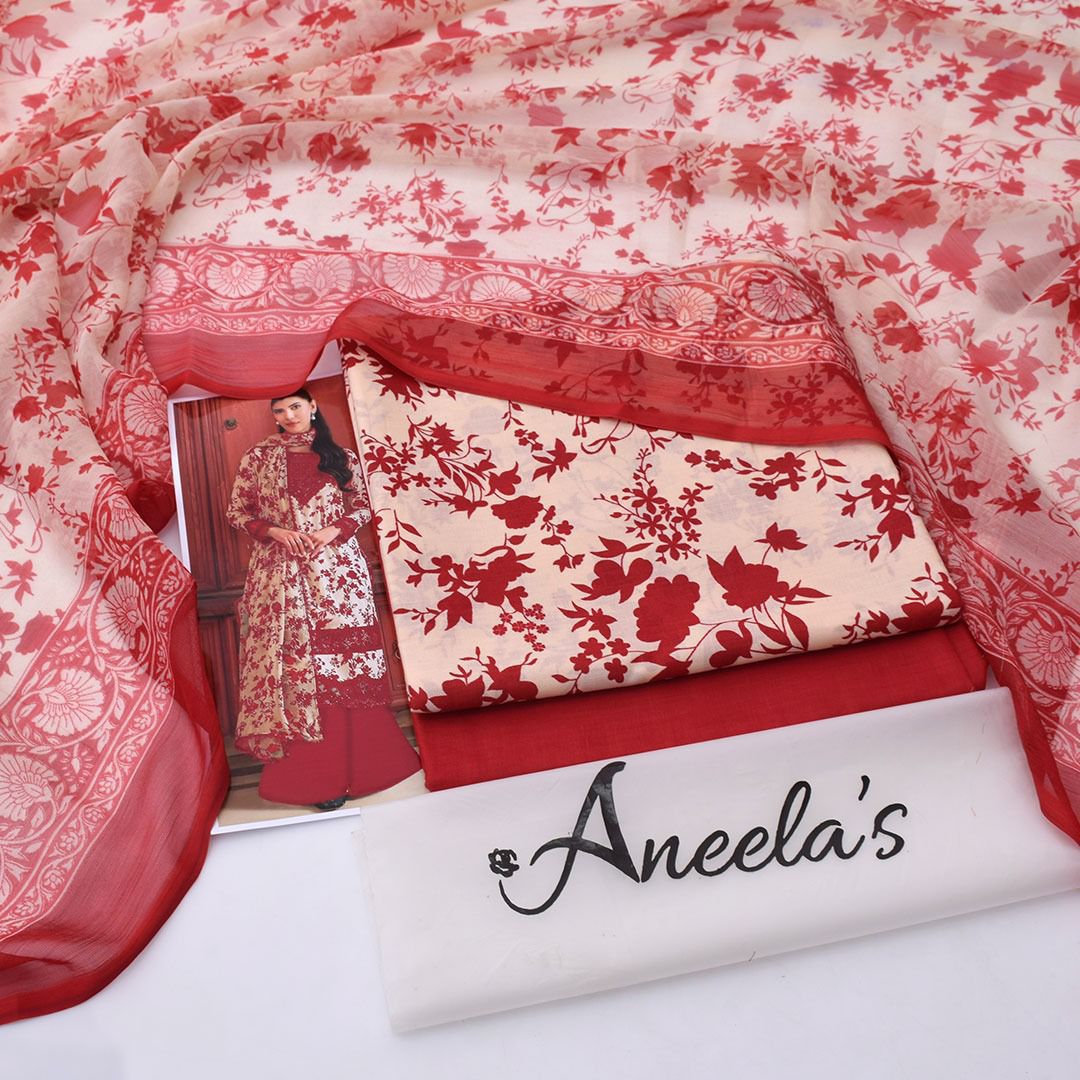 Printed Shiffon Dupatta 3 Pcs D-4