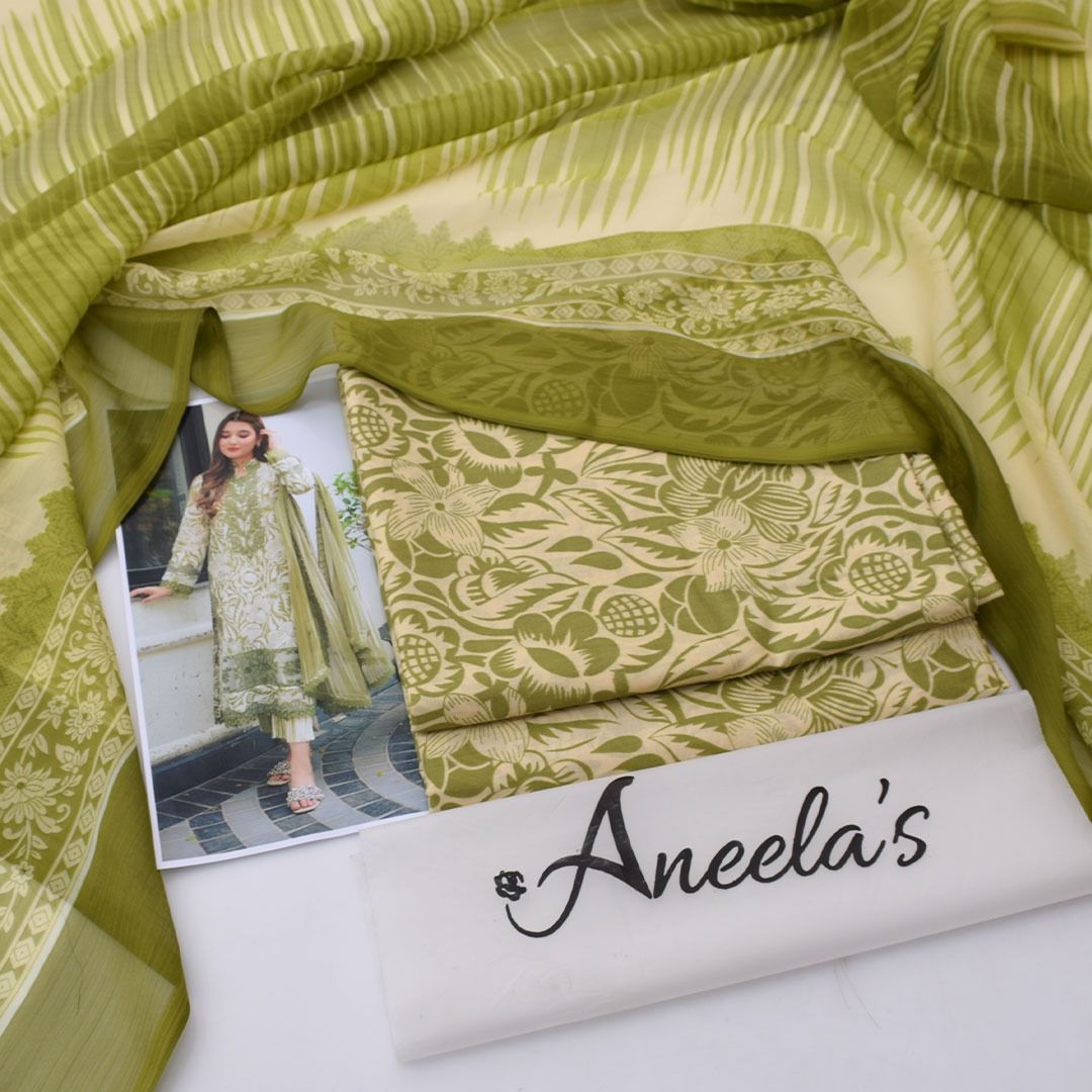 Printed Shiffon Dupatta 3 Pcs D-7