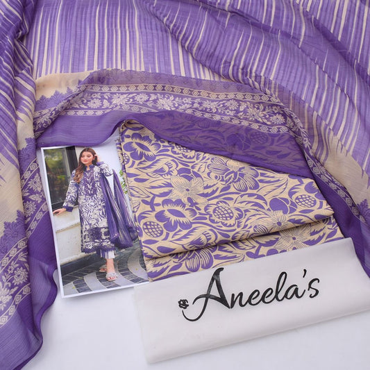 Printed Shiffon Dupatta 3 Pcs D-8