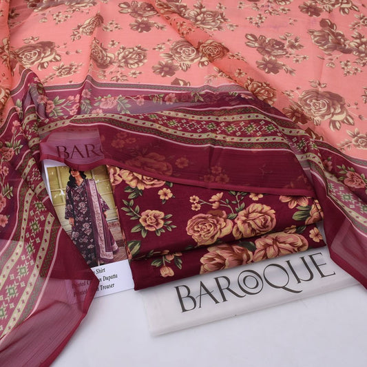 Printed Shiffon Dupatta 3 Pcs D-10