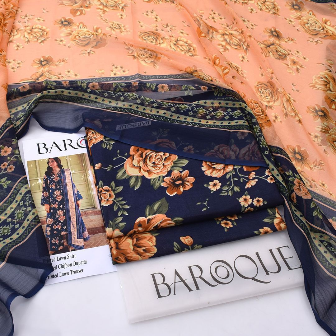 Printed Shiffon Dupatta 3 Pcs D-11