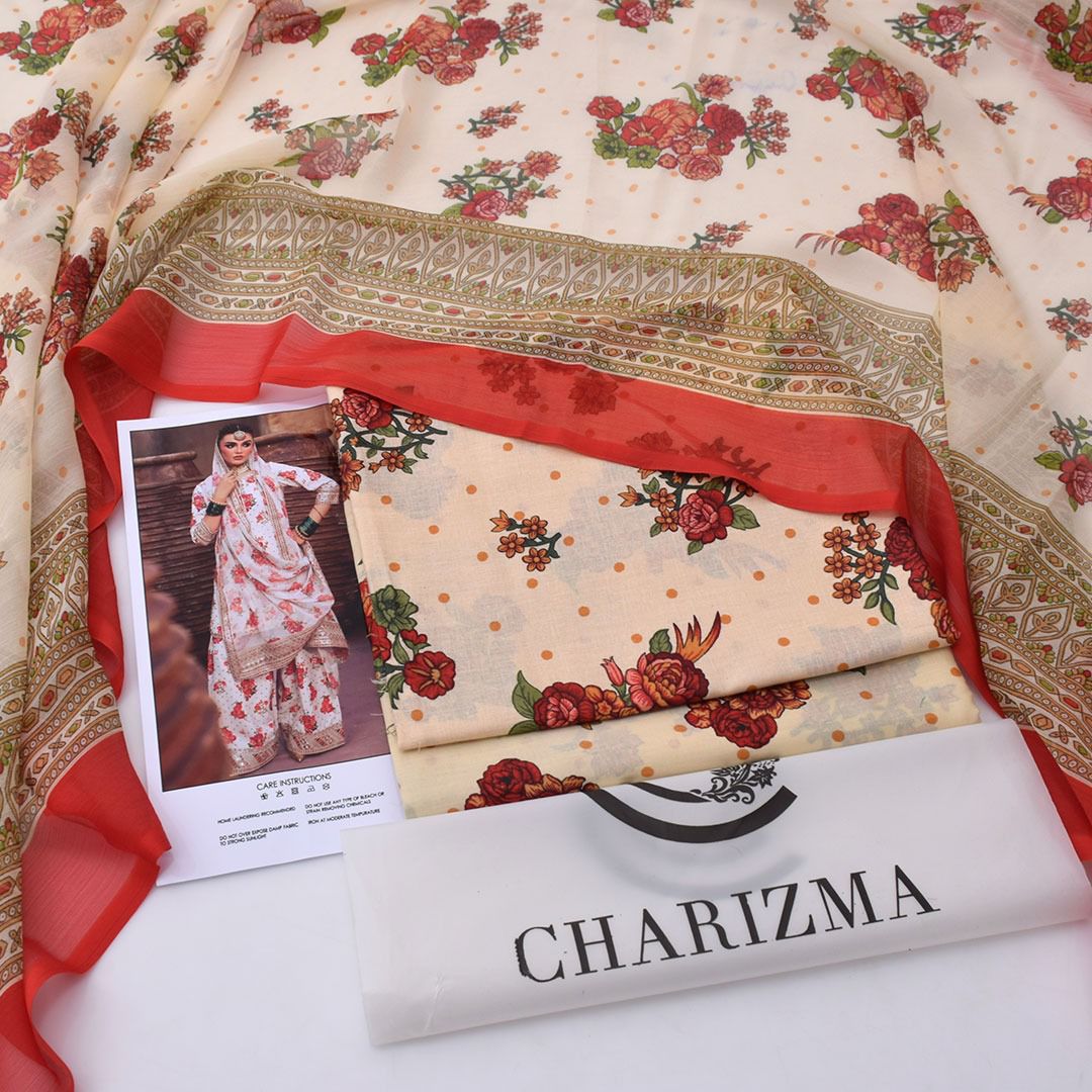 Printed Shiffon Dupatta 3 Pcs D-17