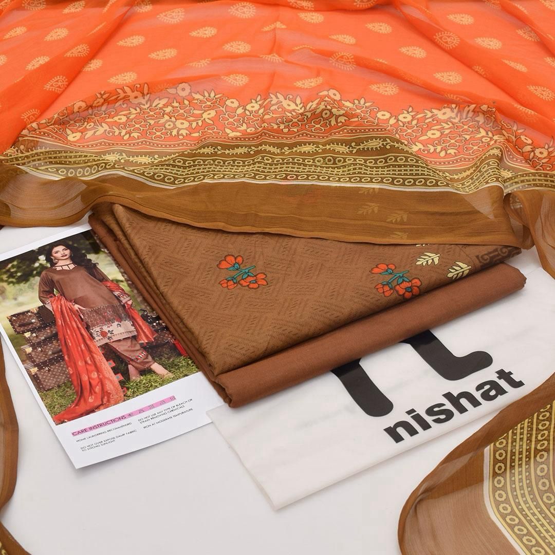 Printed Shiffon Dupatta 3 Pcs D-15